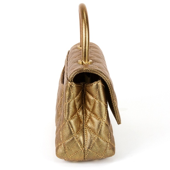 Chanel Coco Top Handle Flap Bag Gold Caviar - Picture 8 of 10